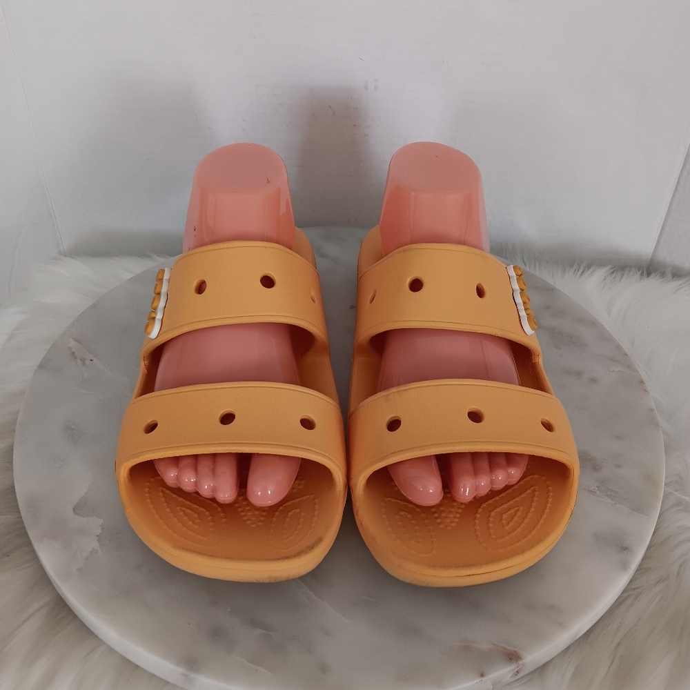 Crocs Iconic Comfort  Womens Size 10 Double Strap Slide Sandals Yellow